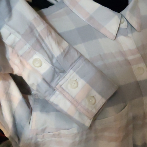 Free People pastel plaid pocketed button up shirt - Picture 4 of 10